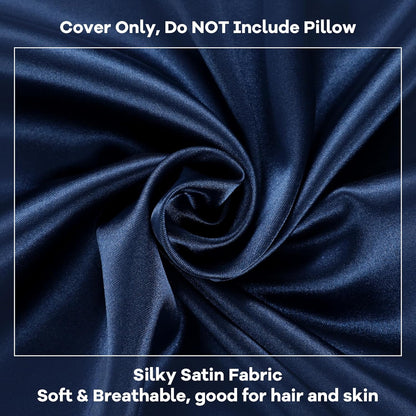 HOMBYS Satin Bed Wedge Pillow Cover Silky & Smooth Wedge Pillowcase 1 Pack 24x24x8, Soft & Breathable, Removable & Machine Washable-Zipper Design (Pillow Not Include), (Grey, 24"x24"x8")