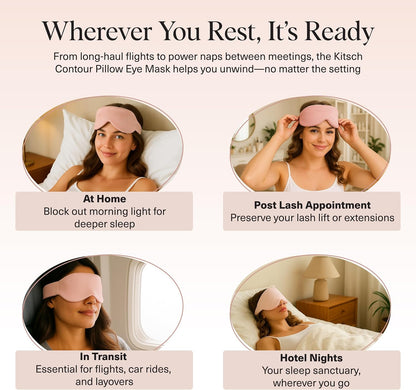 Kitsch Contour Satin Sleep Mask | Eye Masks for Sleep - Blush | Softer Than Silk Sleep Mask, Blindfold Sleep Masks for Women & Men, No Eye Pressure, Lightweight Eye Mask, Travel Essentials
