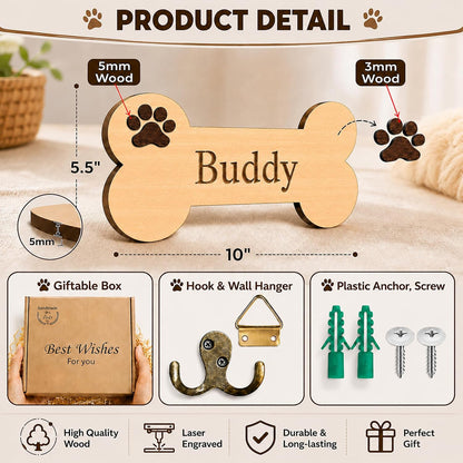 Dog Leash Holder Wall Mount, Pet Harness Hanger with Scrabble Letters, Dog Collar Organizer for Entryway, Memorial Cat Leash Holder for Wall, Pet Loss Gifts, Keepsake, Home Decor PF212-NAT