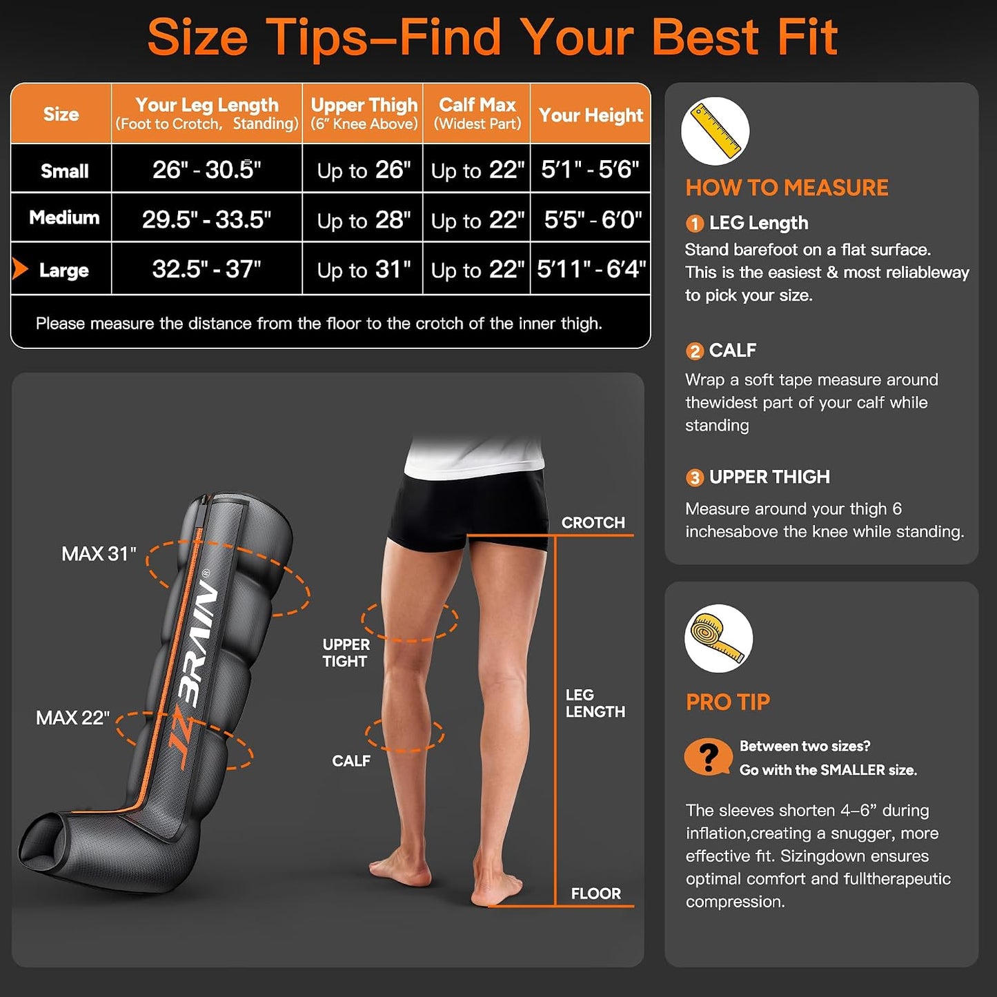 JZBRAIN Sequential Air Compression Recovery System : Professional Full Leg Compression Boots for Circulation and Pain Relief - Sequential Device for Muscle Relaxation - for Athletes,Women,Men