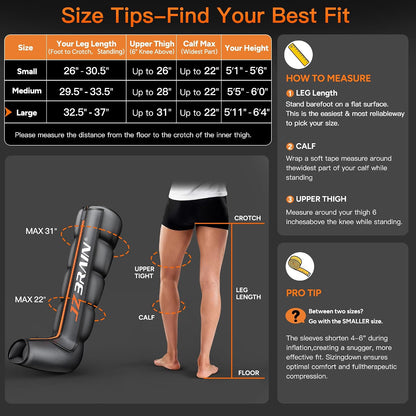 JZBRAIN Sequential Air Compression Recovery System : Professional Full Leg Compression Boots for Circulation and Pain Relief - Sequential Device for Muscle Relaxation - for Athletes,Women,Men