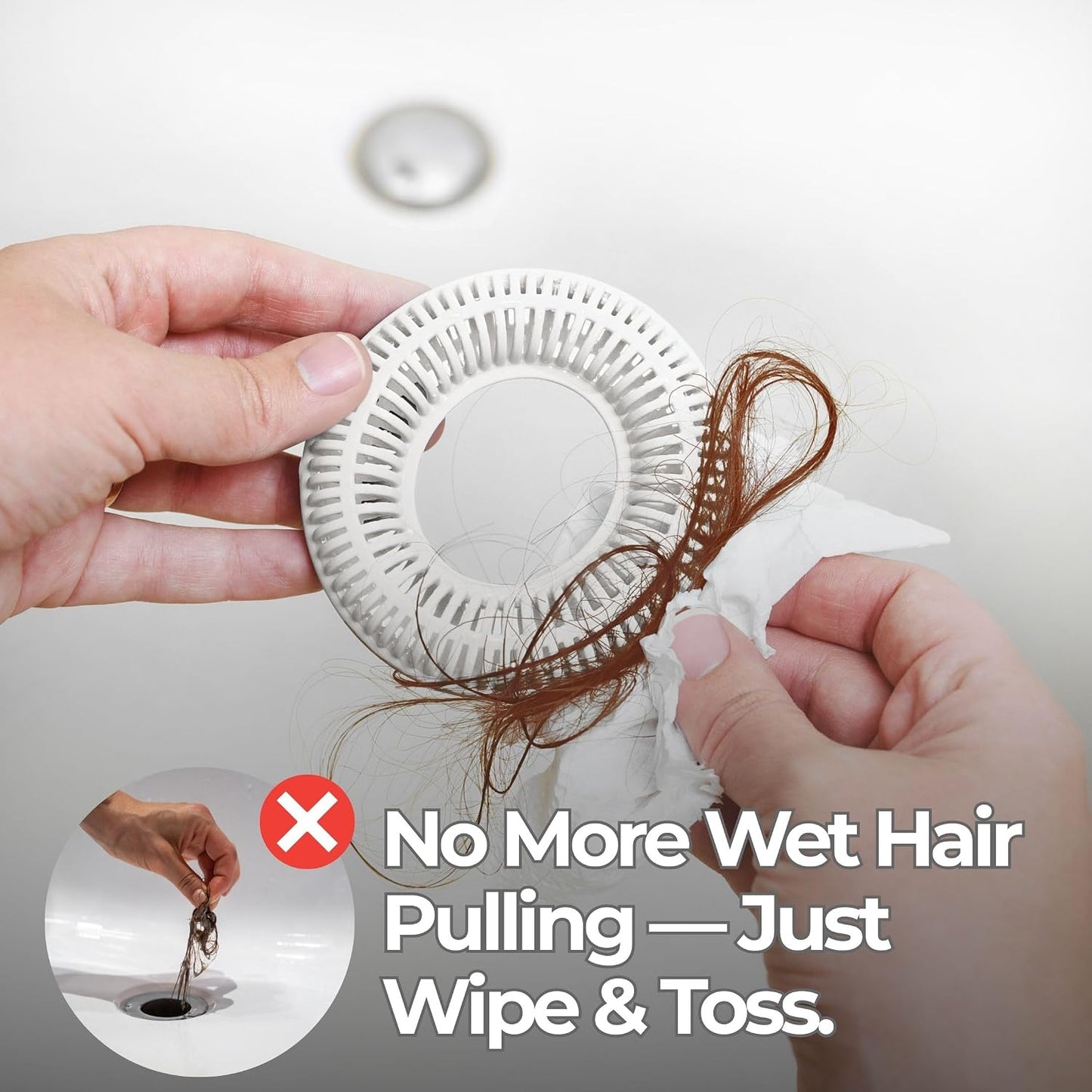 TubRing Pop-Up Drain Protector & Strainer Silicone Hair Catcher, Aqua | Easy snap-in design fits around bathtub stoppers. Customizable utility guard for clog prevention. Fits 1.85"- 2.16" drains.
