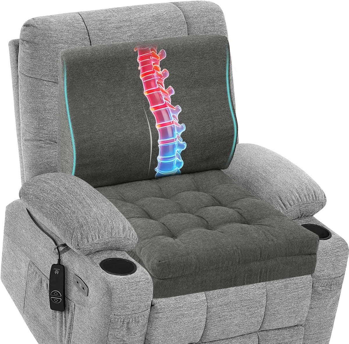 baibu Memory Foam Recliner Cushions with Lumbar Support Pillow Set for Elderly, 20x20x5 Inch Dual-Layer Design Non-Slip Recliner Seat Cushion & Back Support Pillow for Reduce Hip & Lumbar Pain, Brown