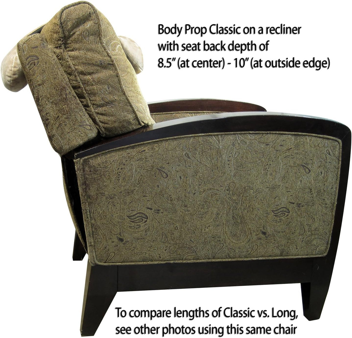 Adjustable Over-the-seat Pillow with Buckwheat Hull Filler by VisionX Products for Recliner, Sofa, Couch Neck Pillow (Classic (26"), Brown)