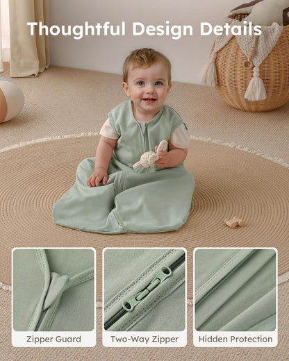 Yoofoss Baby Sleep Sack 0-6 Months Wearable Blanket for Babies 100% Organic Cotton 2-Way Zipper TOG 0.5 Toddler Sleeping Sack 3 Pack, Sleep Sacks