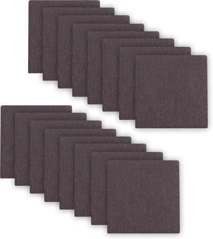 3.5inch Square Felt Furniture Pads, 16Pcs Self Adhesive Cuttable Felt Furniture Leg Pads Floor Protectors Furniture Sliders for Hardwoods Floors, Brown