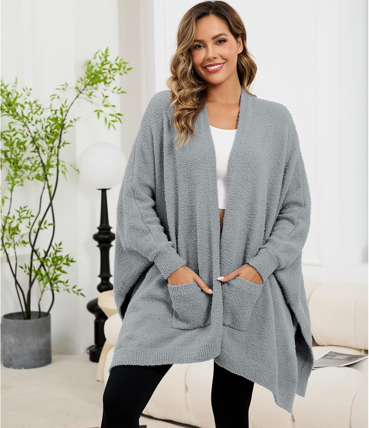 Wearable Blanket Sherpa Poncho Unique Office Work Warm Cozy Shawl TV Throw Blankets, Plush Cape Wrap for Adults