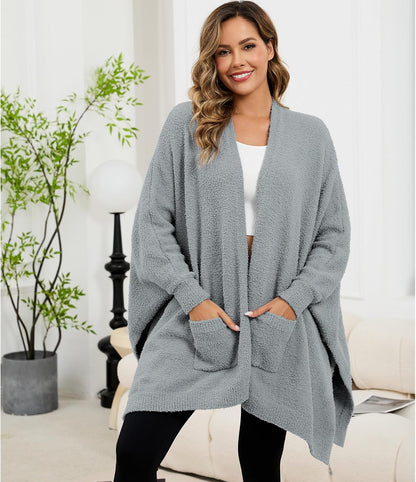Wearable Blanket Sherpa Poncho Unique Office Work Warm Cozy Shawl TV Throw Blankets, Plush Cape Wrap for Adults