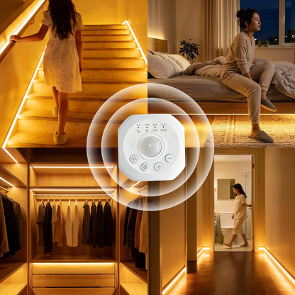 AXMOTUT Motion Sensor COB LED Strip Lights with Remote, 24V 9.84ft Natural White Dimmable LED Light Strips, High Bright 4000K LED Lights with Power Supply for Room, Kitchen, DIY Home Decoration