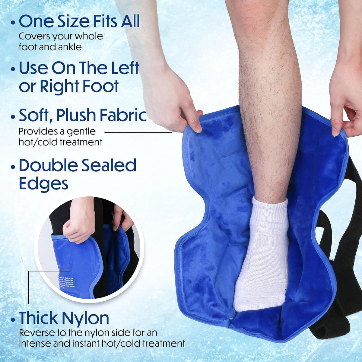 Ankle Ice Pack Wrap, Extra Large Full Foot Hot Cold Pack, Reusable