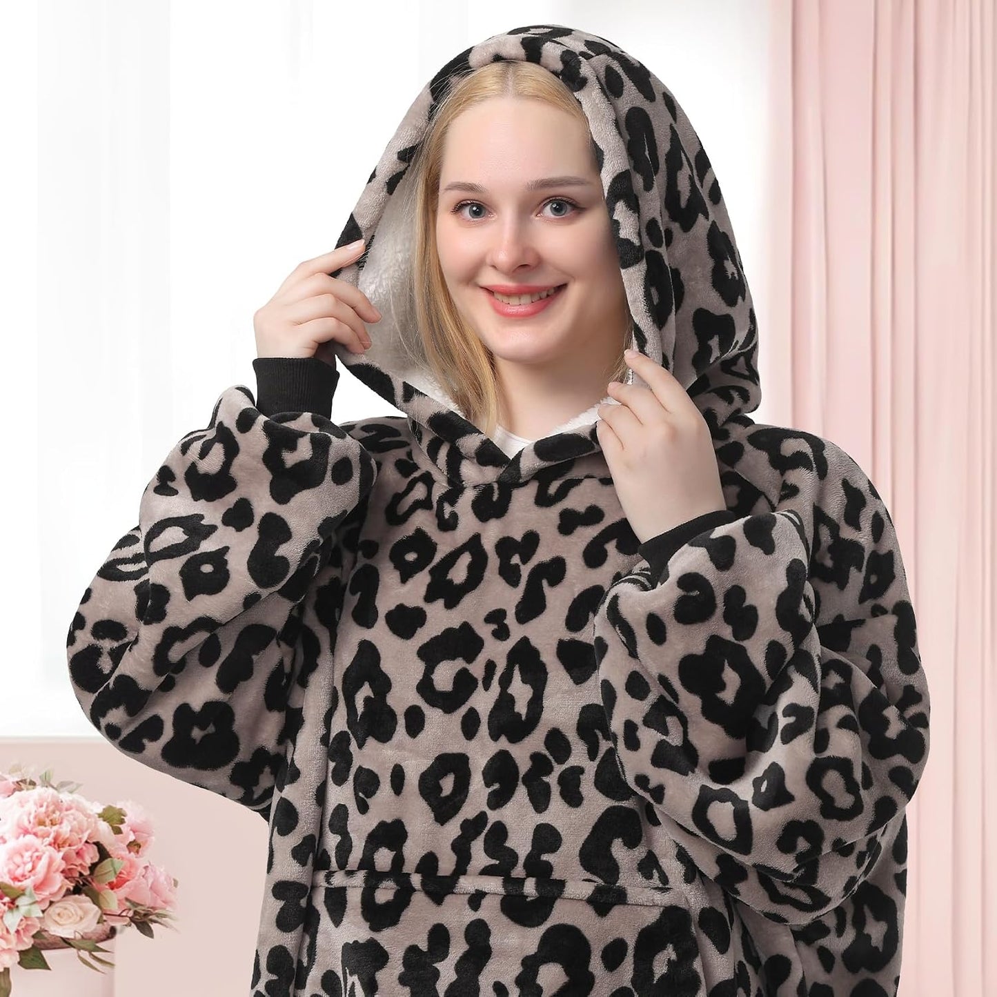 Wearable Blanket Sweatshirt Gifts for Women and Men, Warm and Cozy Giant Blanket Hoodie, Thick Flannel Blanket with Sleeves and Giant Pocket - Dark Gray