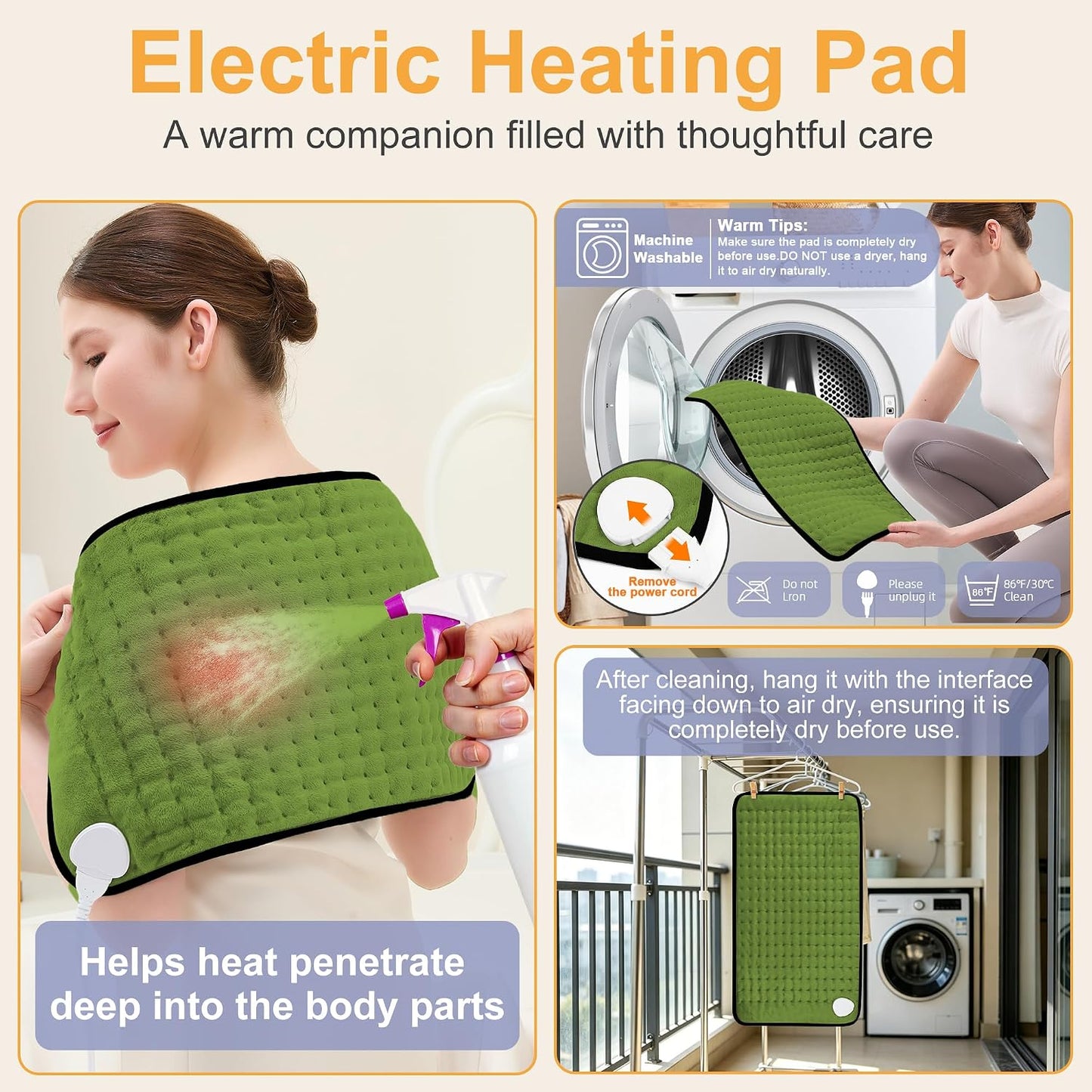 Heating Pad,Heated Blanket,Heating Pad for Back Neck,Grey,24x12 Inch | Electric Heating Pad,Dry/Moist Heat Heating Pads,Heating Pads for Shoulder,Abdomen,Heat Pad for Women Men,Birthday Gift