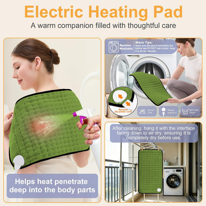 Heating Pad,Heated Blanket,Heating Pad for Back Neck,Grey,24x12 Inch | Electric Heating Pad,Dry/Moist Heat Heating Pads,Heating Pads for Shoulder,Abdomen,Heat Pad for Women Men,Birthday Gift