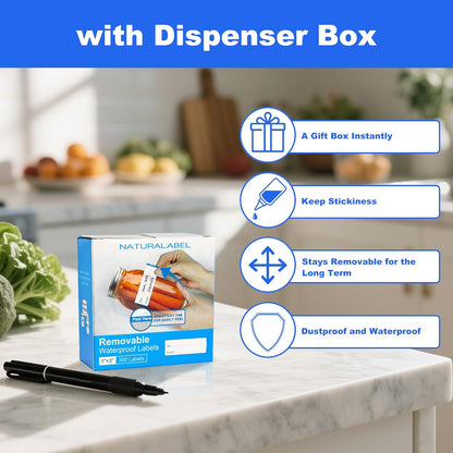Removable Freezer Labels with Dispenser, 1" x 3", 1 Box (Red) | Writable, remove no residue, waterproof & oilproof, easy peel-off design, 300 labels per box, for meal prep containers