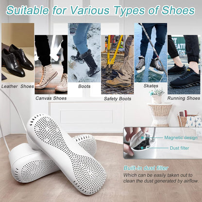 Shoe Dryer and Ozone Deodorizer with Timer Boots Dryer Portable | Shoes Socks Boots Warmer, No Noise | Strong Wire | US Plug