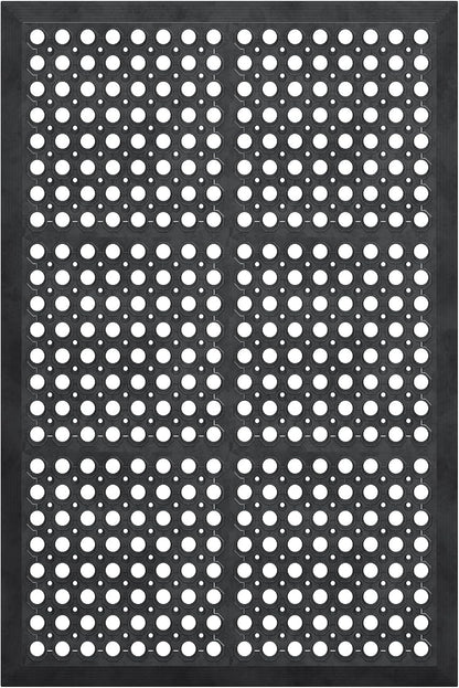 Ottomanson Heavy Duty Rubber Floor Mat – Non-Slip, Waterproof, Easy to Clean – Boot Tray Utility Mat for Shoes, Boots, Entryway, or Pet Feeding Area – Durable, Hose Washable – 16" x 32", Black