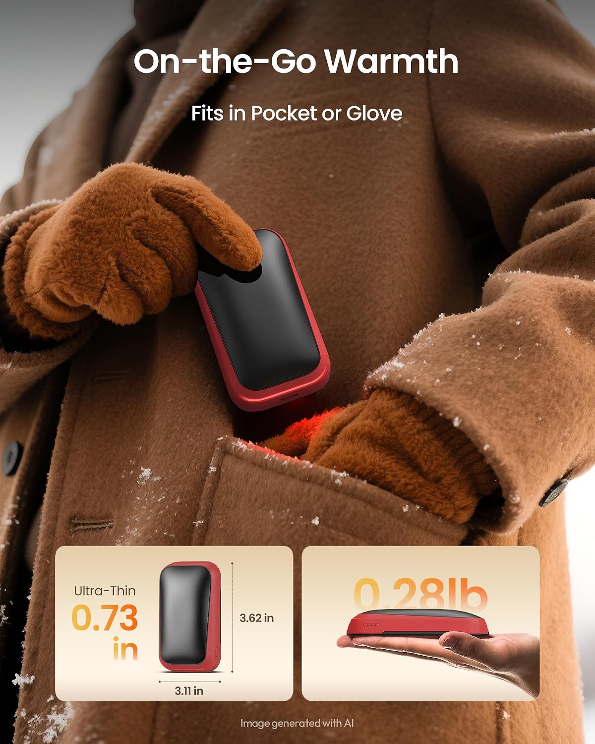 Gaiatop Electric Hand Warmers Rechargeable, Magnetic Pocket Hand Warmer | 2-Pack, 3 Heat Levels, Fits in Gloves, Winter Sports Hunting Essentials, Secret Santa Stocking Stuffers Gifts for Men Women