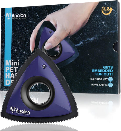 Mini Pet Hair Remover for Car Detailing Dog Hair Tool Brush(Black) | Deep Cleaning, Reusable Rubber, Gentle on Fabrics, Triangle Design For Car Interiors, Couch, Rugs, Carpet, Mats & Furniture
