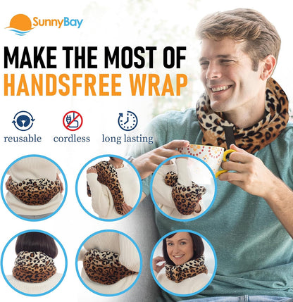 SunnyBay Microwave Heating Pad, Microwavable Heated Neck and Shoulder Wrap, Hands-Free Weighted Moist Hot or Cool Pack, Soft Fleece Cover and Flaxseed Filling, 26 Inch Length, SkyBlue