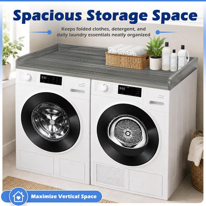 ROYXEN Washer Dryer Countertop, Laundry Countertop Solid Wood, Countertop for All Front-Loaded Washing Machine and Dryer, Extra Room for Laundry Room, Oak
