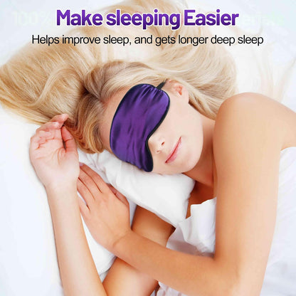 Sleep Mask, Silk Eye Mask for Sleeping with Adjustable Strap, Satin Blackout Sleeping Eye Mask for Men&Women, Comfortable Blindfold Eyeshade for Night Sleep(Black)