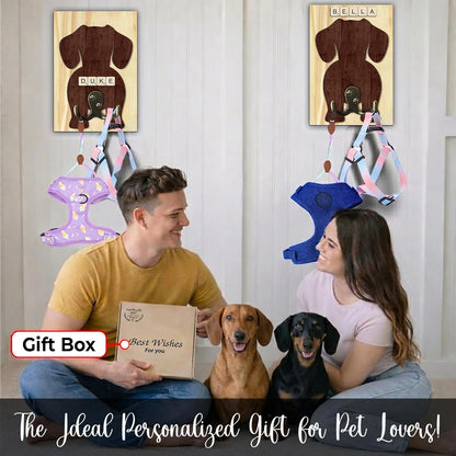 Dog Leash Holder Wall Mount, Pet Harness Hanger with Scrabble Letters, Dog Collar Organizer for Entryway, Memorial Cat Leash Holder for Wall, Pet Loss Gifts, Keepsake, Home Decor PF212-NAT