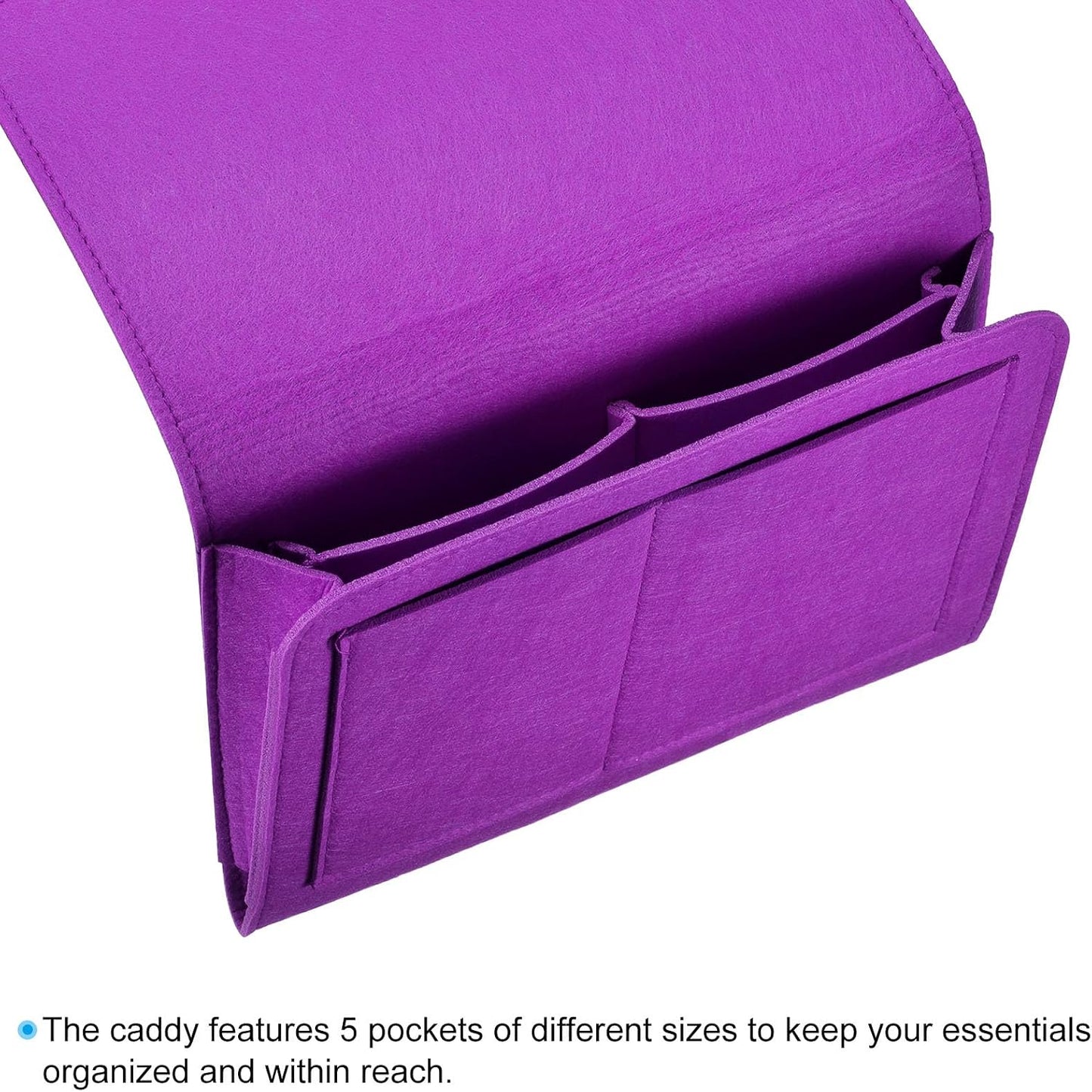 PATIKIL 11in Bedside Caddy, Bed Caddy Bedside Organizer Hanging Soft Felt 5 Pockets Bed Pockets Bedside Storage Organizer Remote Control Holder for Bedroom Phones Glasses, Green
