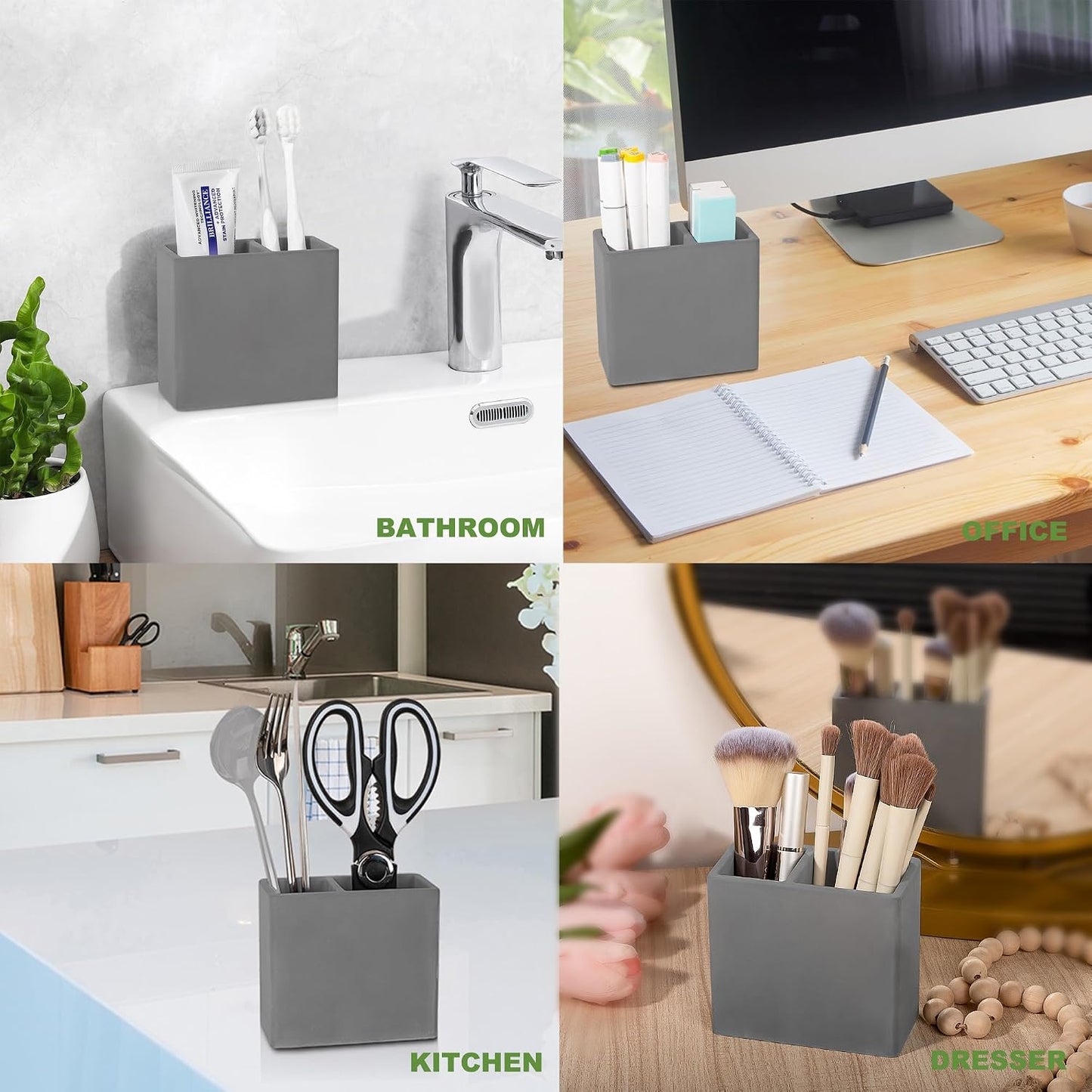Diatomite Toothbrush Holder Toothpaste Organizer, Marble White | Quick Drying, Non-Slip, 2 Slots Kids Electric Tooth Brush Holder for Bathroom, for Countertop, Shower, Vanity