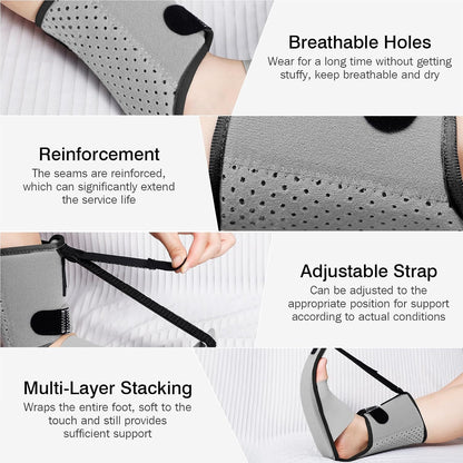 Upgraded Plantar Fasciitis Night Splint,Plantar Fasciitis Relief | Adjustable Straps,Supportive Foot Braces with Arch Cushion for Achilles Tendonitis, Heel Spur Pain Relief Day,Night (Black)
