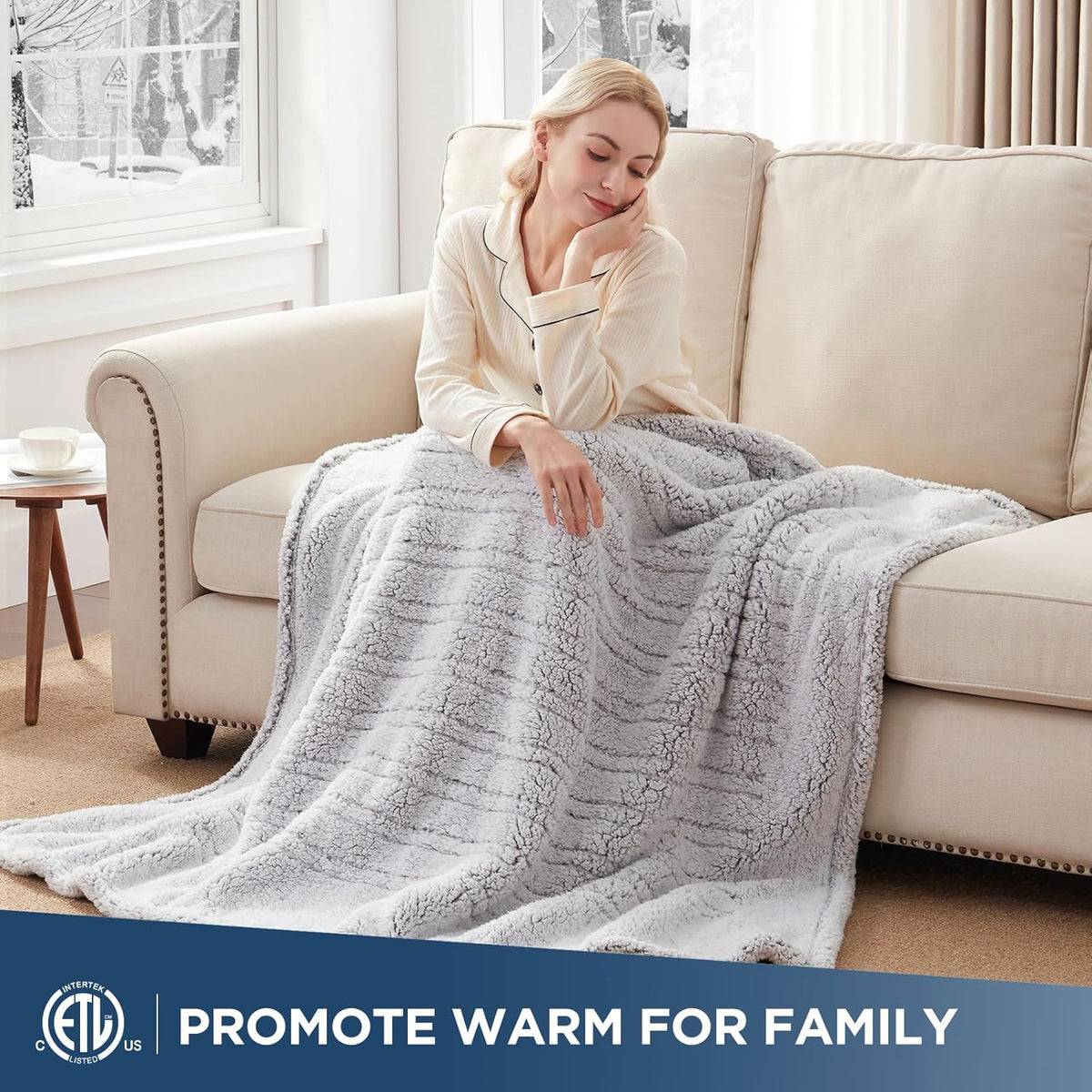 Westinghouse Electric Blanket Heated Throw, 6 Heat Settings, Grey