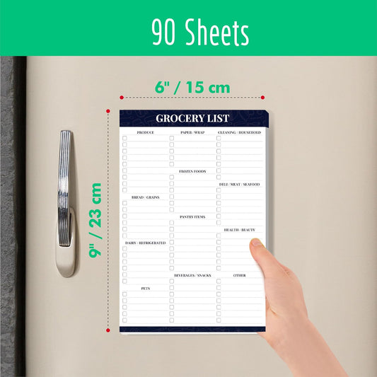 Hebayy 90 Sheets Grocery List Magnet Pad, Organized List for Quick and Easy Shopping, Magnetic Notepad with Shopping List Categories and Blank Grocery Shopping Spaces, Kitchen Essentials List（6”x 9”）