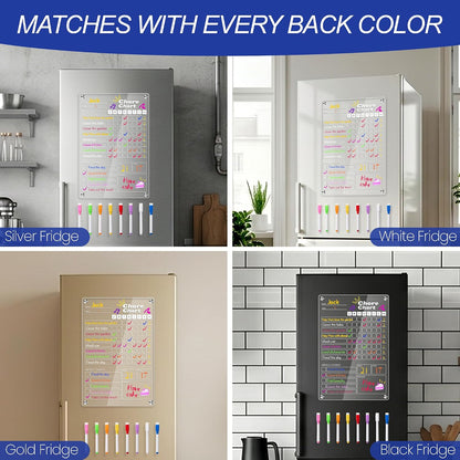 2 Pack Acrylic Magnetic Meal Planner for Fridge, Weekly Planner&Menu Board | With 8 Markers & 1 Towel, Magnetic Weekly Calendar For Fridge, To Do, Grocery & Chore Chart, Organization For Kitchen, White