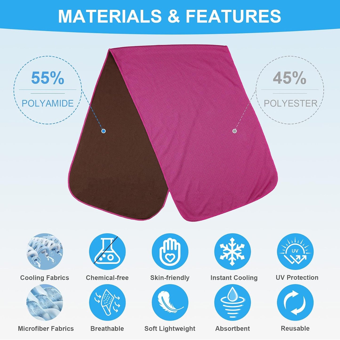 4 Pack Cooling Towels for Neck and Face(40"x12"), Cooling Neck Wraps, Ice Towel for Hot Weather, Soft Breathable Gym Towel, Cool Towel for Workout, Camping, Yoga, Sport, Running