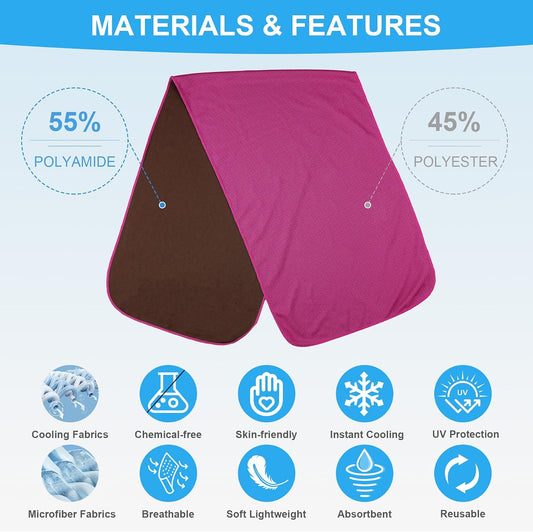 4 Pack Cooling Towels (40"x12") for Neck and Face