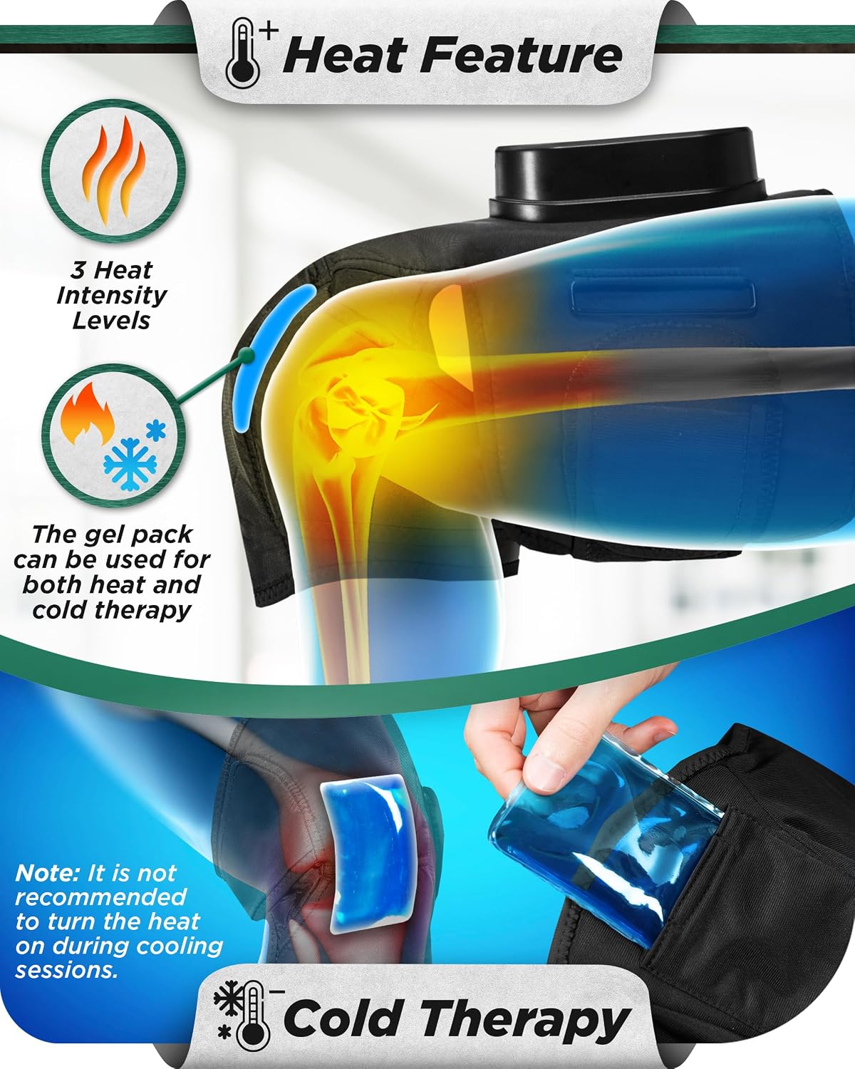 Lunix LX4 FSA Cordless Knee Massager with Heat, Compression & Vibration, Rechargeable Wrap for Knee, Calf & Thigh, Hot/Cold Therapy Option, Touchscreen Control for Everyday Comfort, Charcoal Black