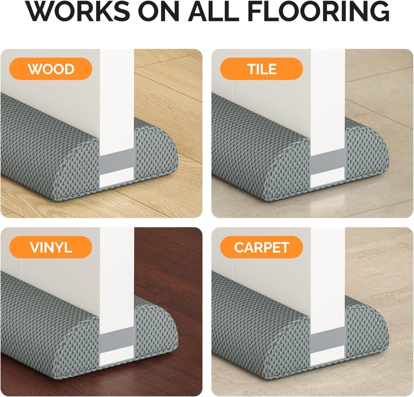 fowong Door Draft Stopper, 36" Adjustable Under Door Noise Stopper, Grey | Durable Door Draft Blocker Helps to Seal Door Gaps, Reduce Drafts, Noise, Dust & Light, Fit Doors 30"–36", Easy to Install
