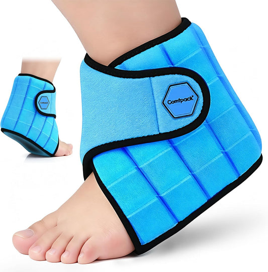 Comfpack Ankle Foot Ice Pack Wrap,2 Hours Cold for Plantar Fasciitis Relief | Large Coverage for Feet Pain Relief, Reusable Ice Boot for Injuries, Sprained Ankle, Swelling, Achilles Tendonitis, Surgery