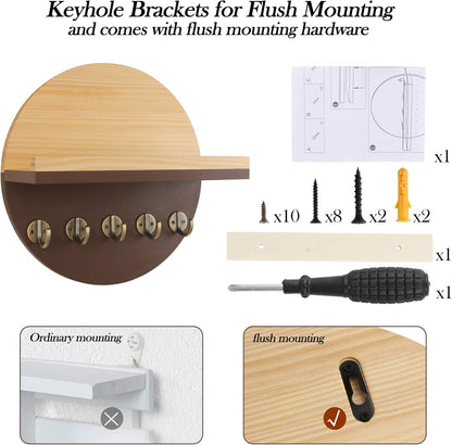 Gurfuy Key Holder for Wall with Shelf - Wood Mail Organizer and Rack with Shelf Hooks Wall Mounted for Entryway Decor Magazines Letter Storage Farmhouse Living Room Bedroom Doorway Green