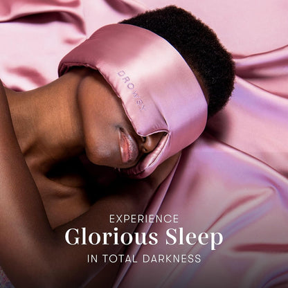 DROWSY Silk Sleep Mask - Face-Hugging, Padded Cocoon for Luxury Sleep in Total Darkness - 100% Pure Mulberry Silk, Skin-Hydrating & Adjustable (Midnight Blue)