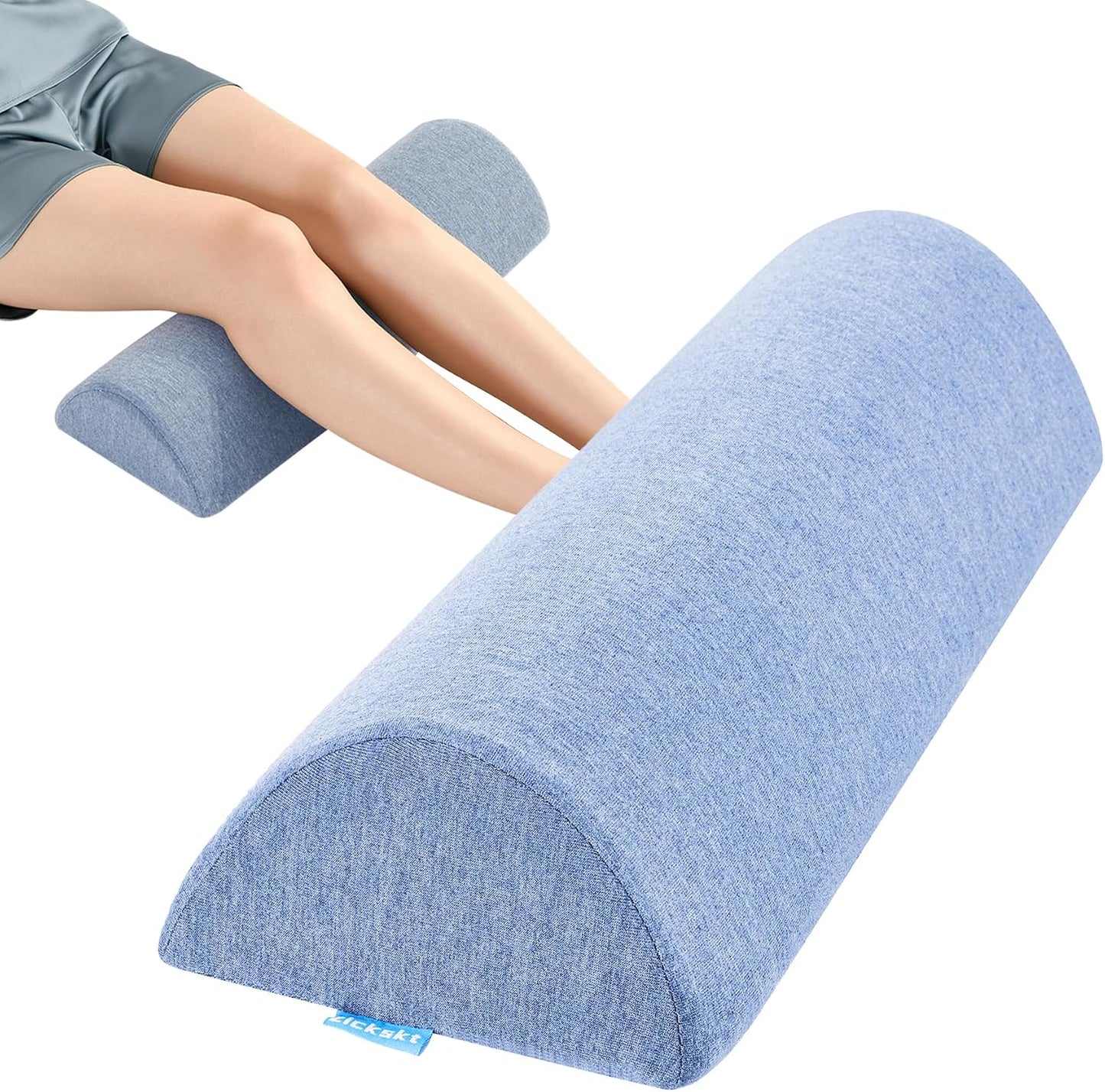 Knee Pillow for Back Sleeping, Gel Memory Foam Leg Pillow for Back Pain, Under Leg Support for Sleeping, Half Moon Bolster Pillow