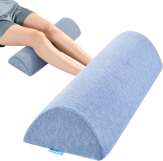 Knee Pillow for Back Sleeping, Gel Memory Foam Leg Pillow for Back Pain, Under Leg Support for Sleeping, Half Moon Bolster Pillow