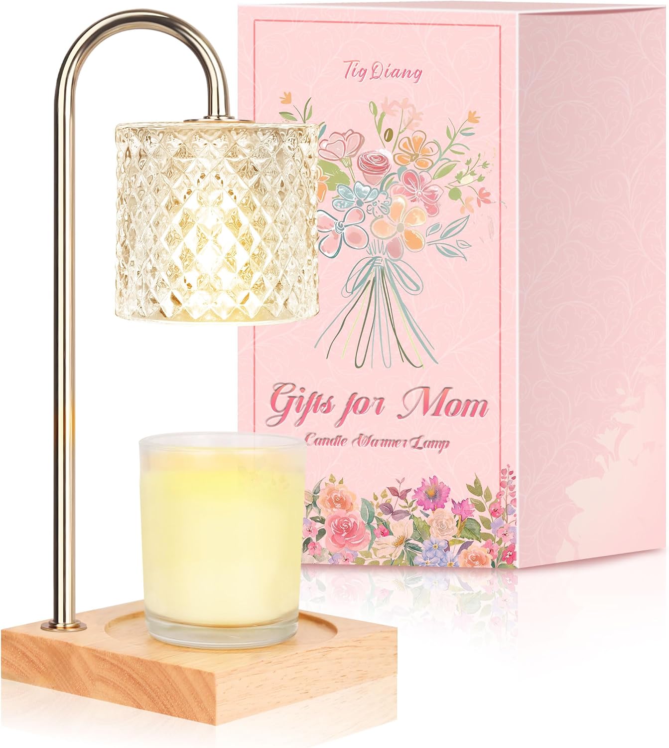 Candle Warmer Lamp with Timer Dimmer, Birthday Gifts for Women Mom, House Warming Gifts, Elegant New Home Decor, Wax Warmer for Jar Candles, Heater Lamp for Scented Wax, Amber Glass