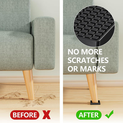 Non Slip Furniture Pads for Hardwood Floors - 12PCS 2" Caster Cups, Round | Furniture Stoppers to Prevent Sliding, Anti Slip Furniture Coasters Cup, Floor Protectors for Furniture Bed Couch Chair,Black