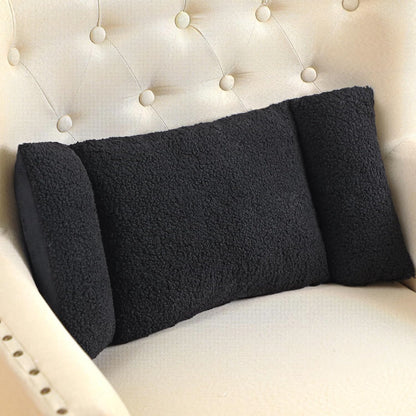 Queekay Fleece Lumbar Support Pillow 3 Section for Office Chair, Black