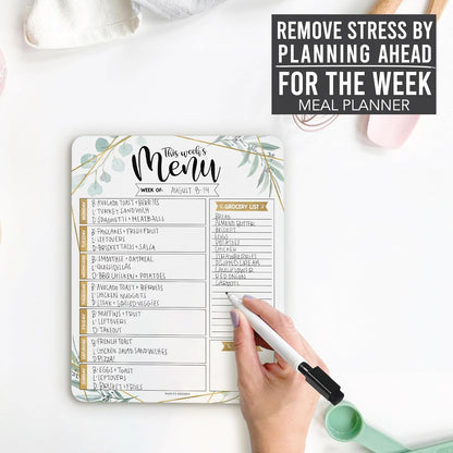 Hadley Designs Weekly Meal Planner for Fridge - Dinner Menu Board for Kitchen, Colorful Weekly Menu Board Dry Erase, Dry Erase Meal Planner for Fridge