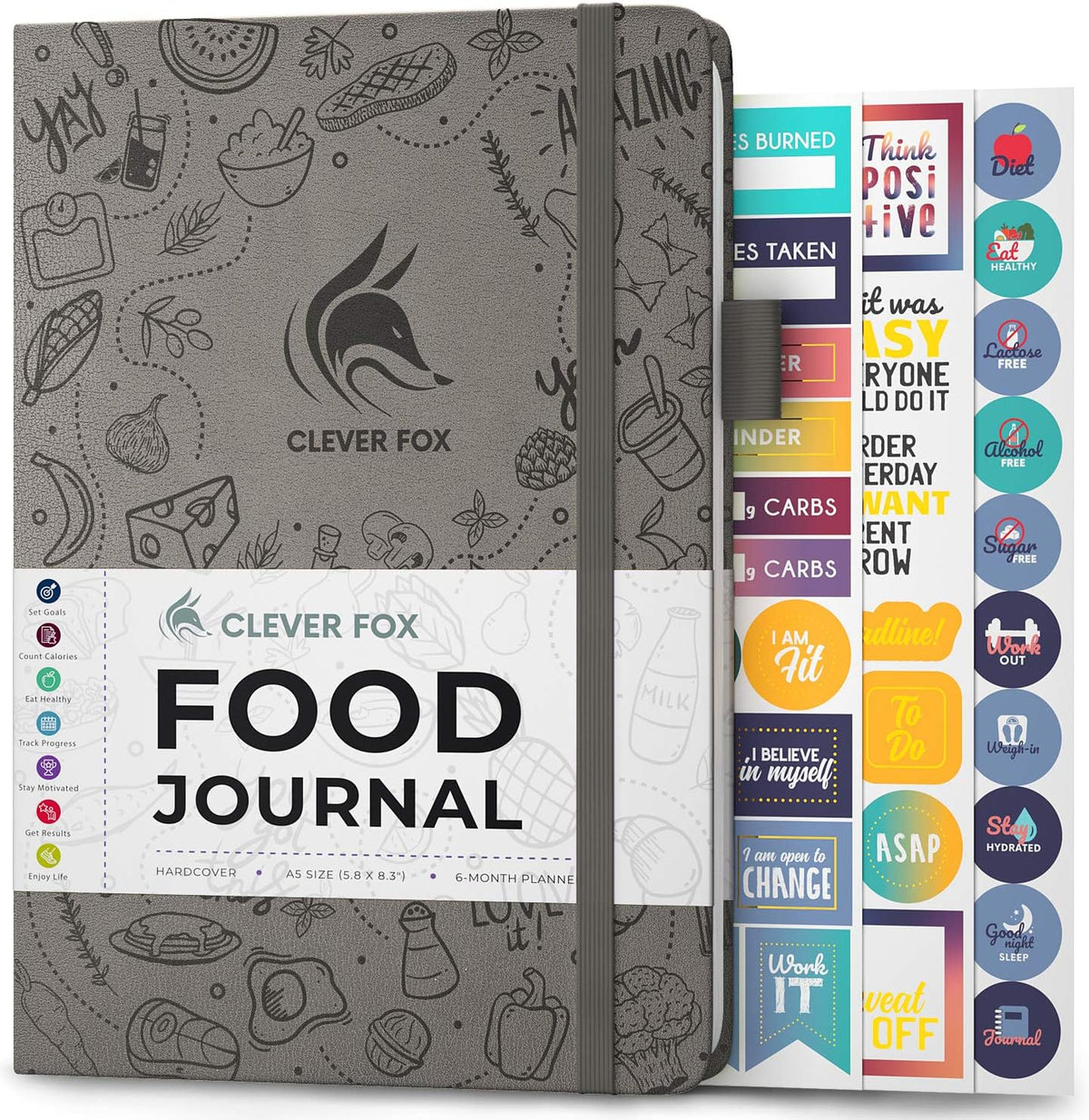 Clever Fox Food Journal for Women & Men, Weight Loss Tracker, Aquamarine