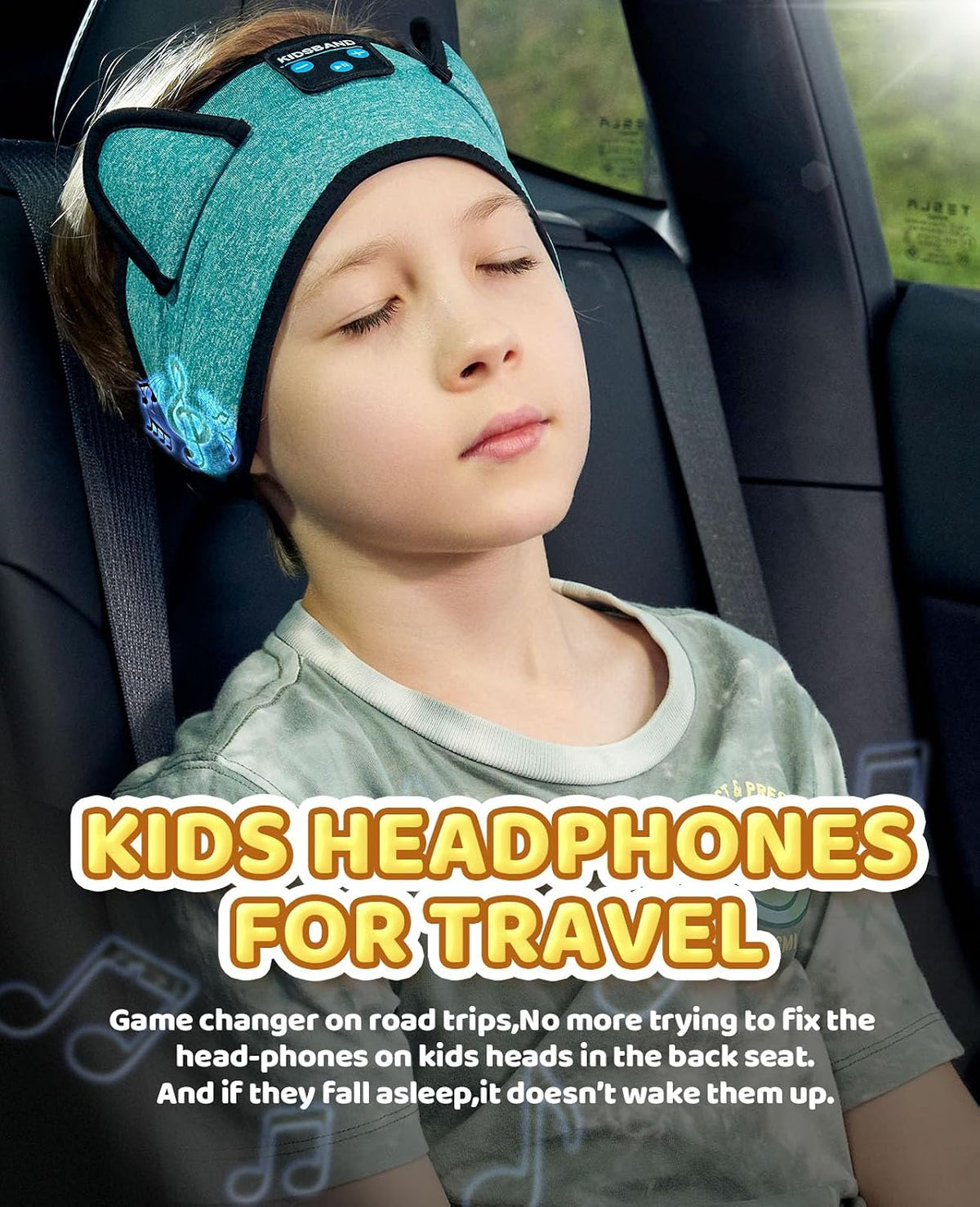KIDSBAND Kids Bluetooth Headphones, Sleep Headband [Wireless & Wired Playback 2in1] Foldable Headphones for School/Travel/Tablet/Sleep