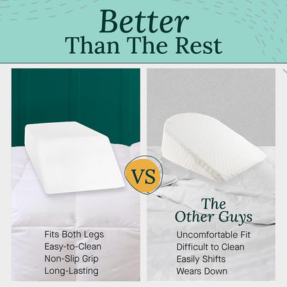 Leg Elevation Pillow for Sleeping - Supportive Bed Memory Foam Wedge Pillow for After Surgery, Circulation, Swelling, Foot & Knee Discomfort (Medium)