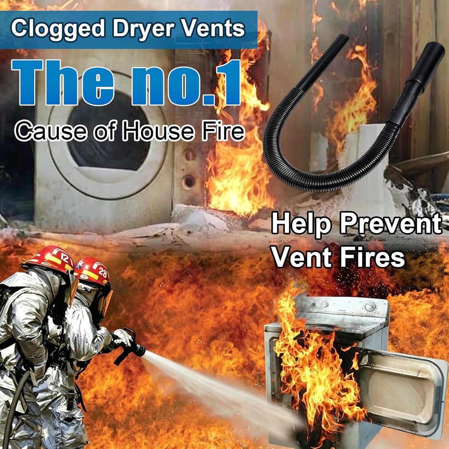 Upgraded Dryer Vent Cleaner: Universal Vacuum Hose Attachment Fits All Vacuums Cleaner, Deep Cleaning Tools for Clogged Ducts & Lint Removal