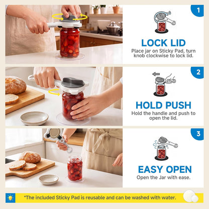 2026 Upgraded 4-in-1 Jar Opener - Adjustable Stainless Steel Lid Remover for Seniors & Arthritis Sufferers, Fits Kitchen Jars, Bottles & Cans Blue